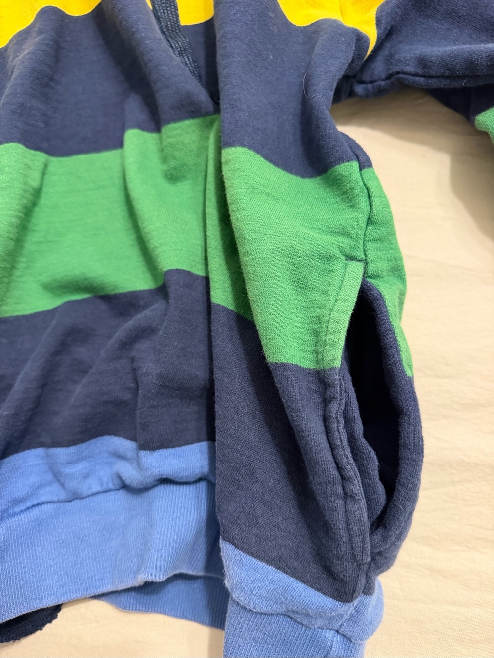 United Colors of Benetton Striped Hoodie Small Blue Green Yellow - Picture 5 of 11
